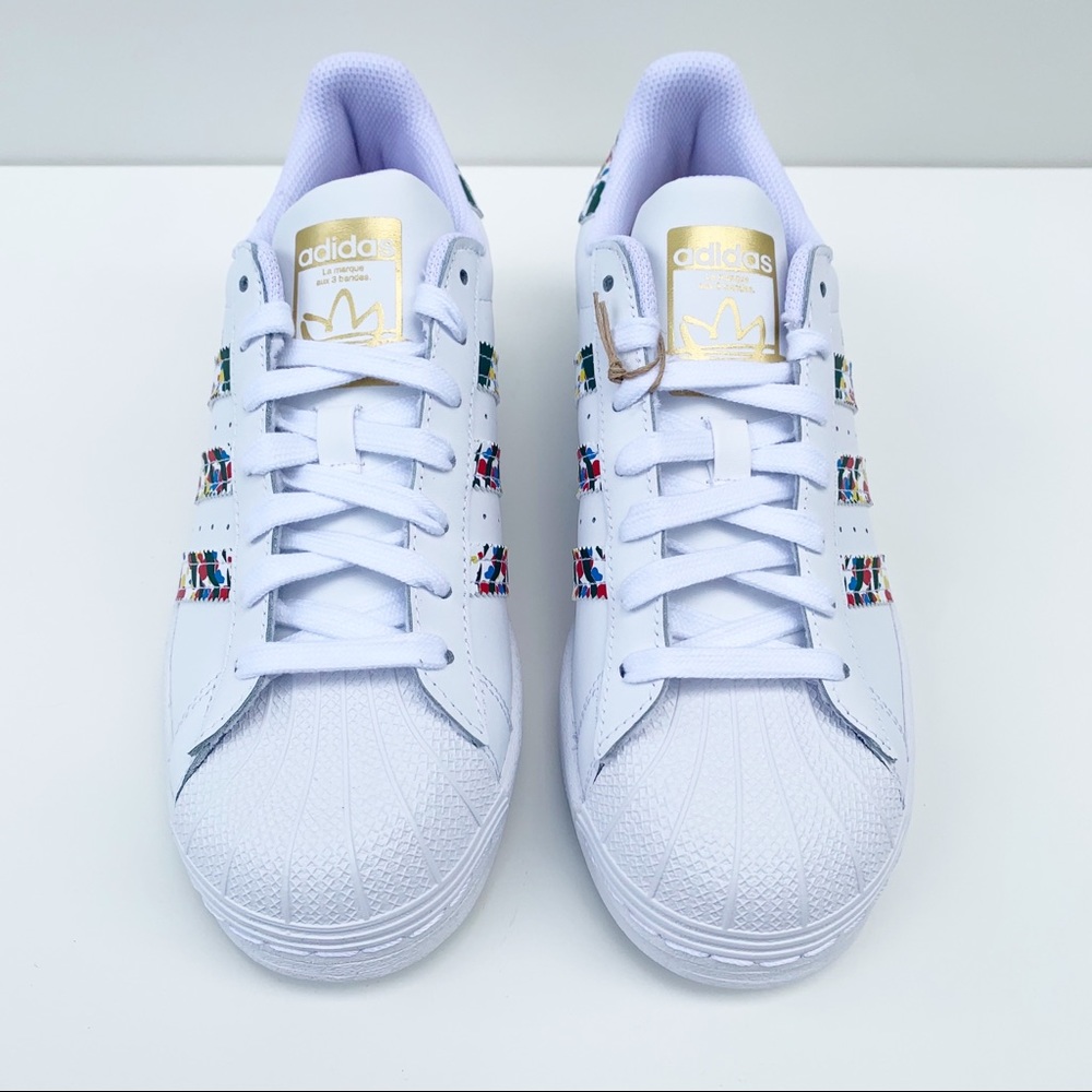adidas SUPERSTAR SHOES Marble/Splash White/Gold - Picture 12 of 16